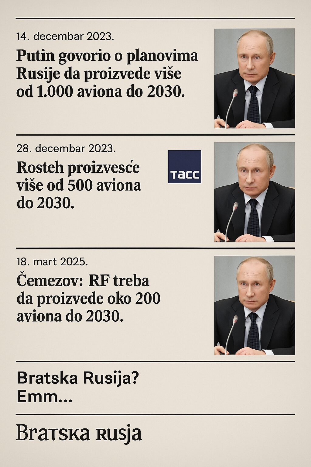 Bratska Rusija. A da li je ona bratska? Deo 14