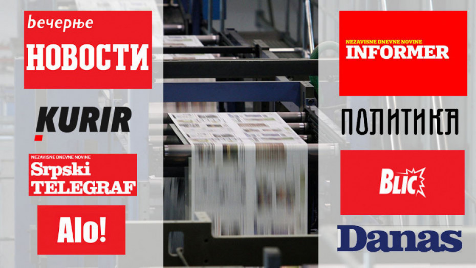 Naslovne strane dnevne štampe za subotu, 21. mart